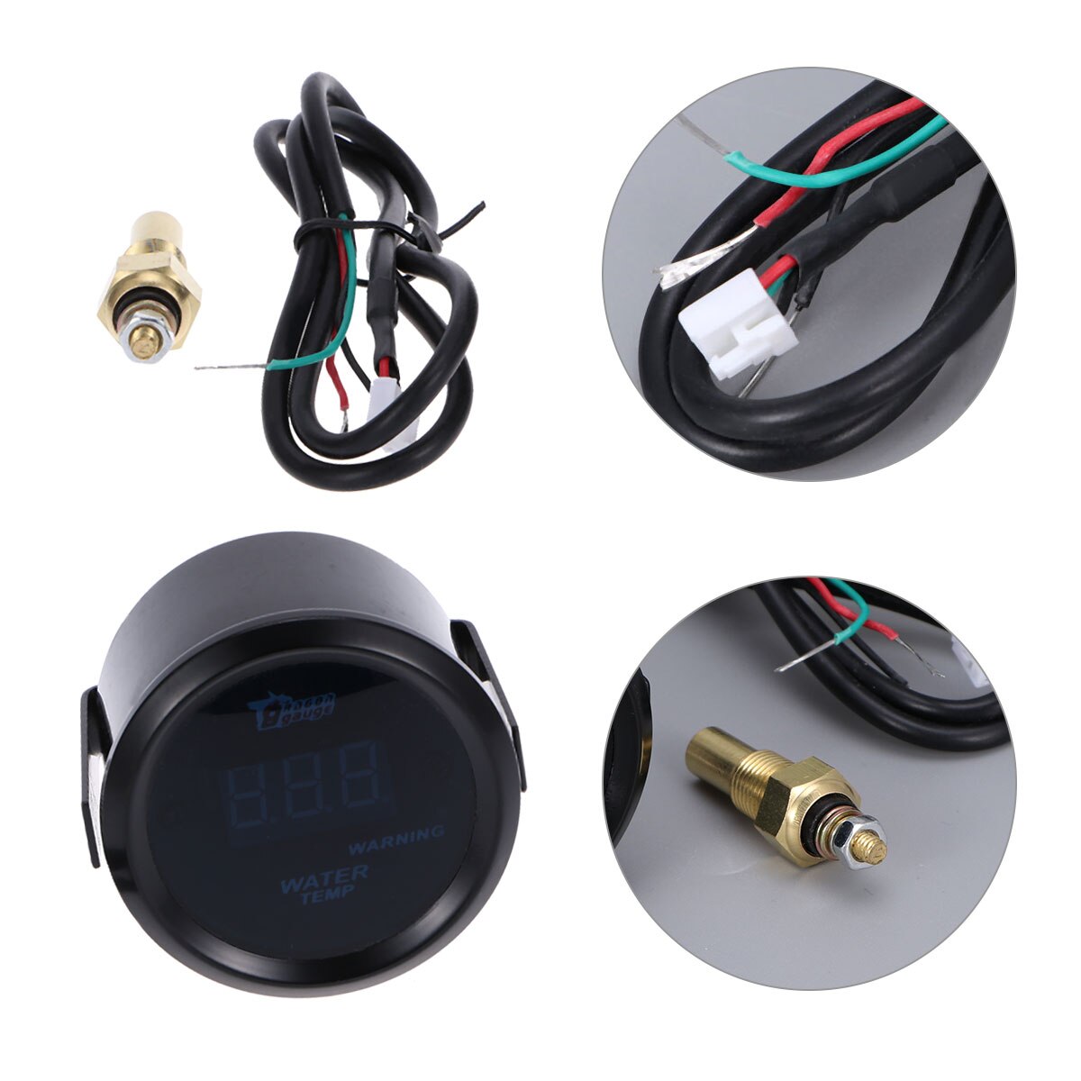 Jauge de température d'eau numérique LED, 1 pièce, 2 pouces, 52mm, noir, pour voiture