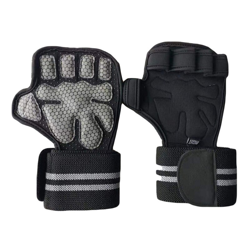 Fitnesshandschoenen, handpalmbeschermer met polsbanden, trainingshandschoenen voor gewichtheffen, haltergrepen, pads voor fitnessapparatuur: S