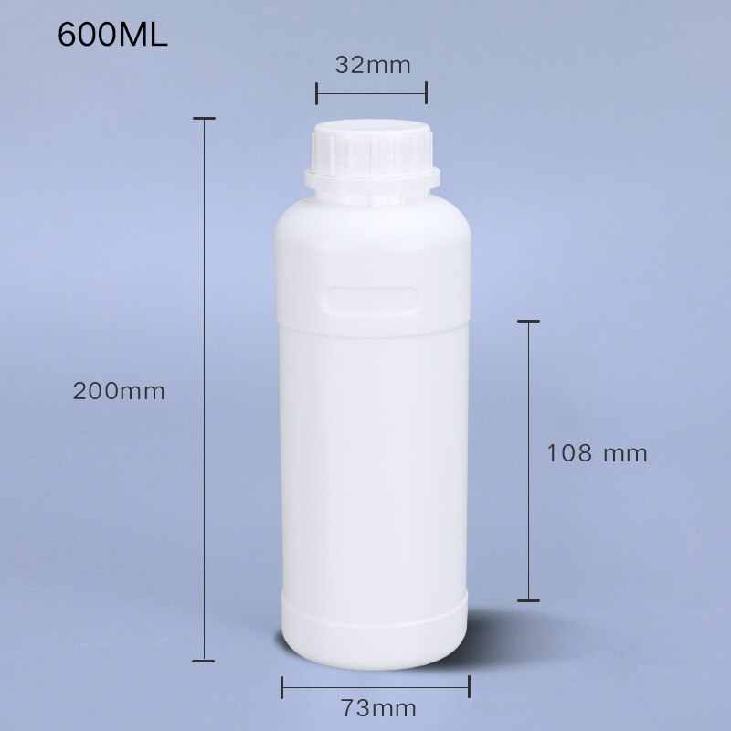 Round Plastic bottle with Lid Empty storage container for Disinfection Alcohol Food Grade HDPE material 1PCS: 600ml white