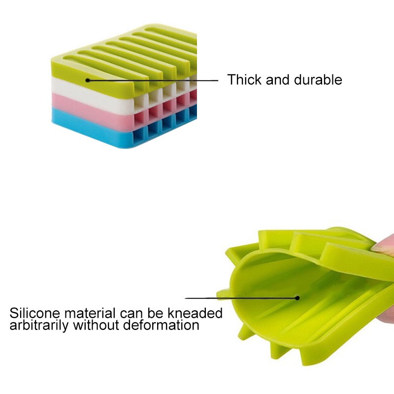 Badeværelse silikone fleksibel sæbeskål opbevaringsholder sæbeboks plade bakke afløb badeværktøj 4 farver