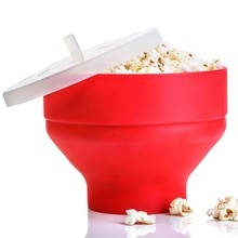 Silicone Popcorn Maker Microwave Popcorn Bucket Foldable Silicone Popcorn Bucket Poppers Bowl DIY Popcorn Maker with Lid