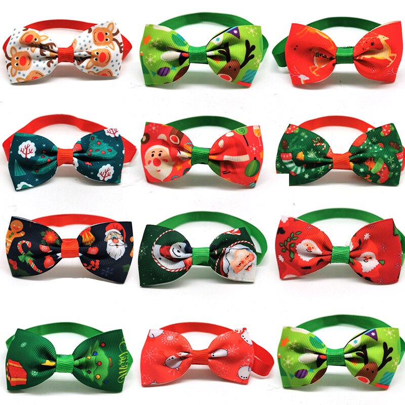 Muqci 30/50 st sällskapsdjur hund fluga älg jultomten fluga halsband för husdjur små mitten hund slips sällskapsdjur leveranser: 30 st