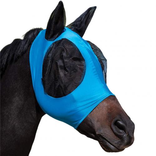 Mascarilla antimosquitos de malla transpirable, ligera y cómoda para la cabeza de caballo, con orejas, máscara de mosca de caballo con cubierta Nasal, cuidado de caballo: Azul