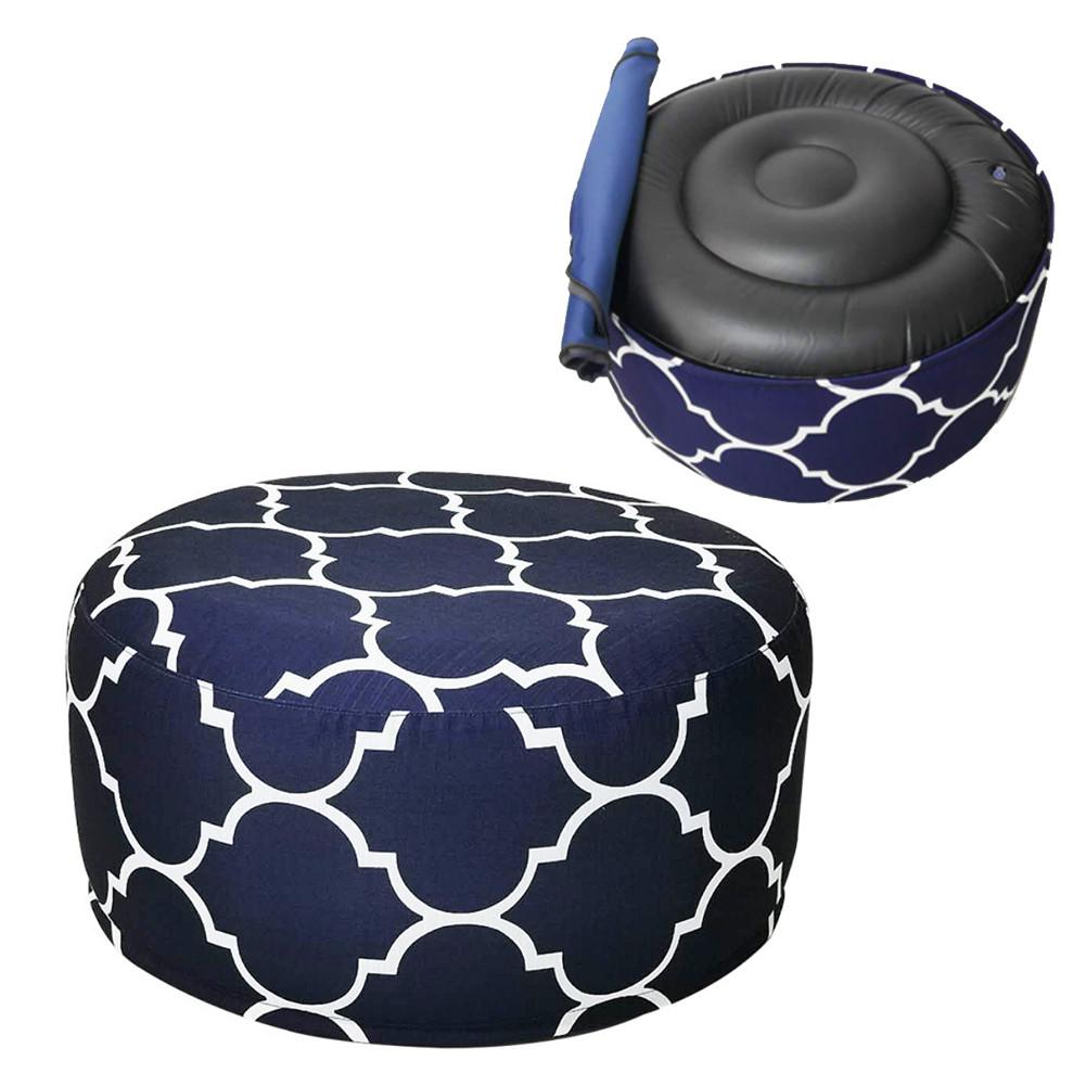 Inflatable Foot Stool Bean Bag Sofas Portable Round Foot Rest Pillow With Seat Cover Inflatable Foot Pad For Travel Home Office
