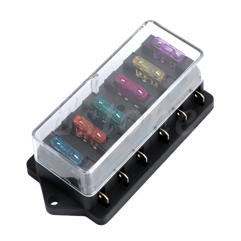 Support de bloc de boîte à fusible 12V/24V | Voiture 6 Way Circuit Standard, ATO lame de fusible support de bloc + 6 fusibles