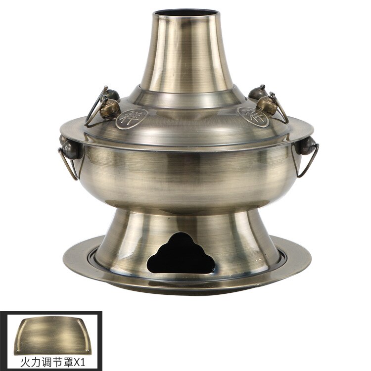 30Cm Verdikte Koperen Hotpot Traditionele Beijing Pot Soep Branden Houtskool Keuken Kookpotten Set Pot Fornuis Snelle kokend: bronze