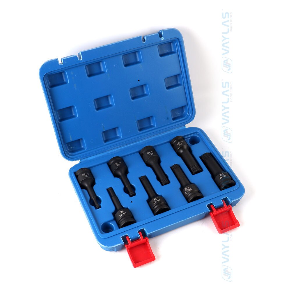 1/2-inch Impact Spline Socket Bit 8Pcs 1/2" Drive Spline Screwdriver Bits M5-M18 Sizes Spline Key Wrench Tools Set for Repair