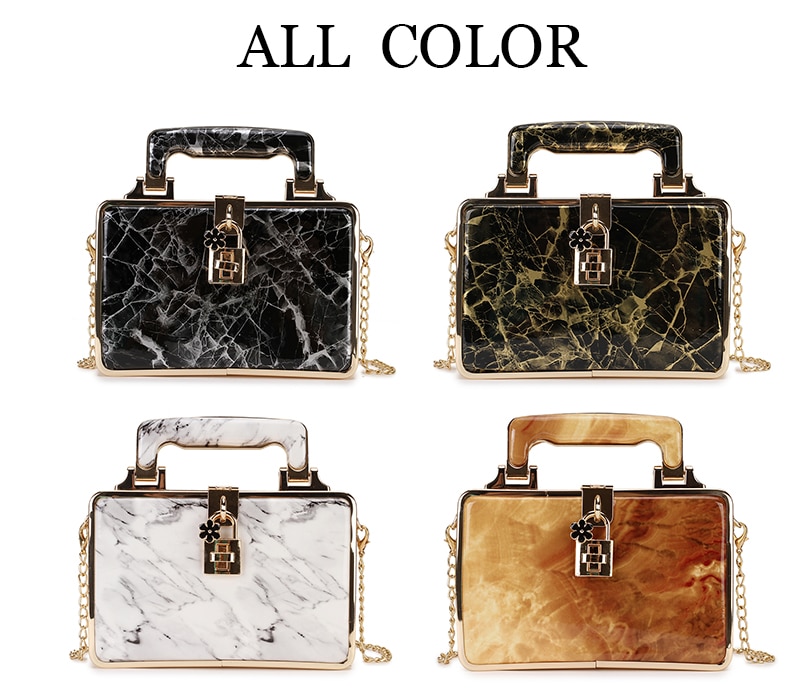 Luxury Marble Striped Box Pu Women Party Handbag Shoulder Bag Crossbody Bag Ladies Purse Bag Chian Purse Totes