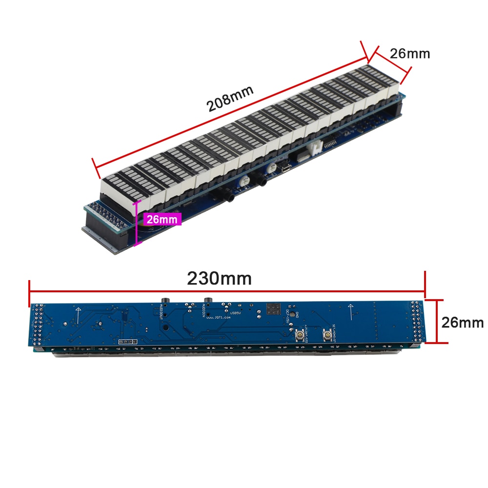 GHXAMP Multicolor 20 Segment LED Muziek Spectrum Versterker Niveau 10 USB 5-12V Voeding Klok Functie Afgewerkt