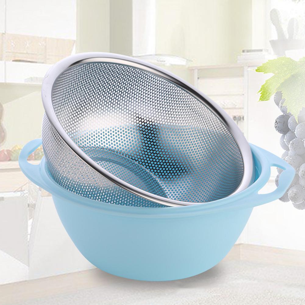 Stainless Steel Drain Basket Set Fruits Vegetables Washing Drain Basin Home Kitchen Sink Set For Kitchen Cleaning And Storage