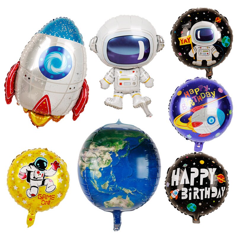 4D Stereoscopische Cartoon Folie Ballonnen Astronaut Ruimteschip Raket Aarde Folie Ballen Verjaardagsfeestje Decoraties Kids Grappige Ballon