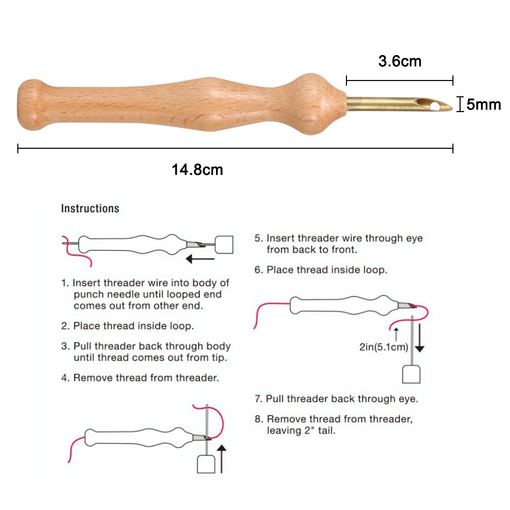 Magic Borduren Pen Punch Naaldvilten Threader Set Houten Handvat Tafelkleden Hobbygereedschappen Diy Naaien E7