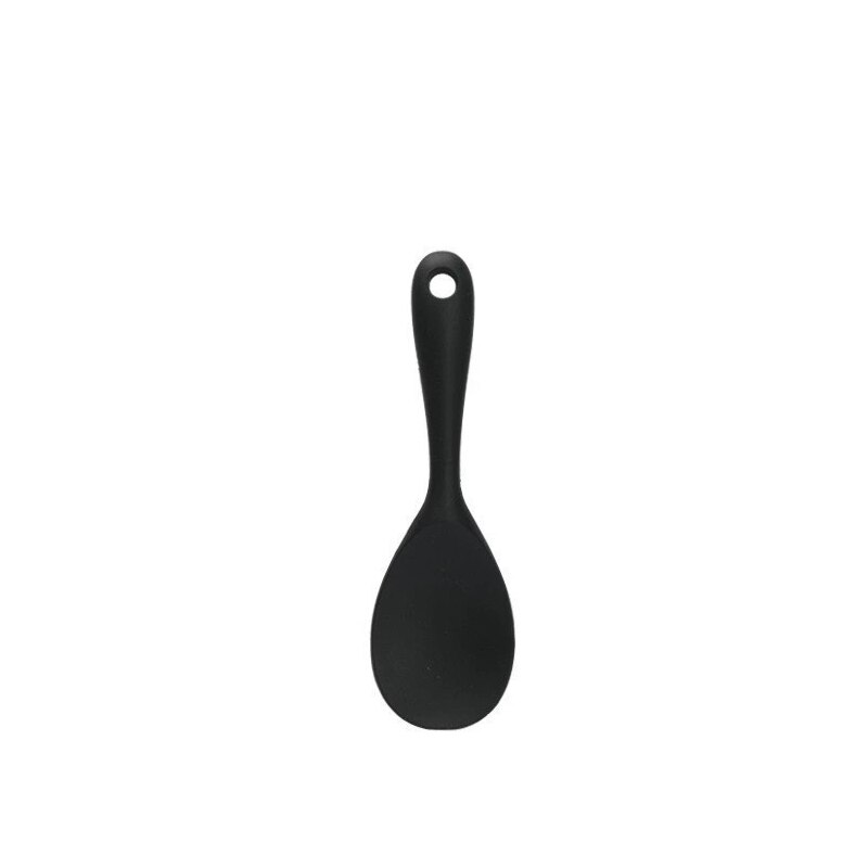 Rice Cooker Silicone Spoon for Cooking Spatula Kitchen Ladle Heat Resistant Tableware With Hollow Out Long Handle Spoon Bar: rice spoon Black
