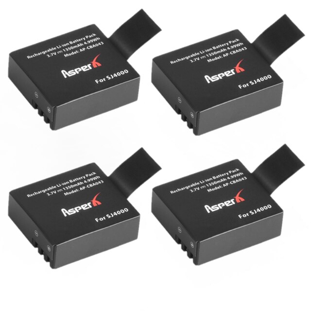 1350mAh PG1050 SJ4000 batería con cargador para SJCAM SJ4000WIFI SJ5000 SJ6000 Sj5000 WIFI M10 SJ7000 SJ8000 SJ9000 EKEN H8 H8R: 4x Battery