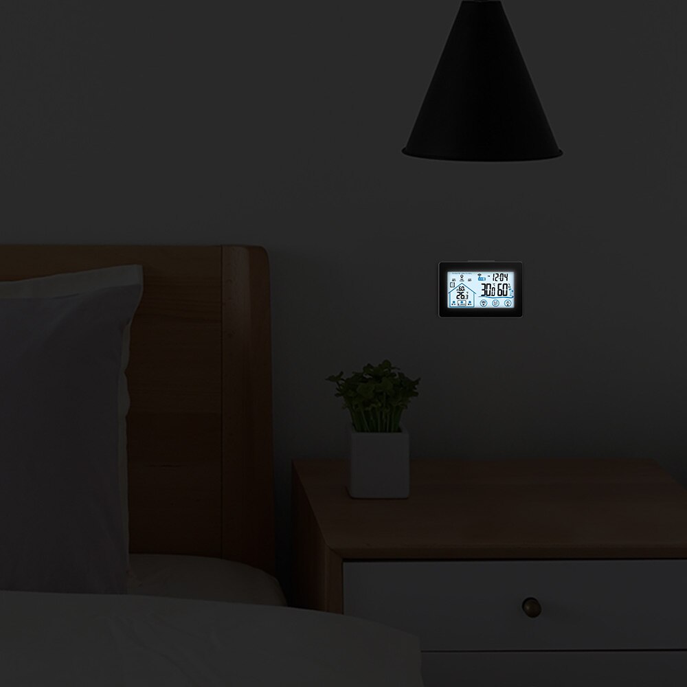 Weather Station with Outdoor Sensor Digital Thermometer Hygrometer for Inside and Outside Backlight Current Time Black