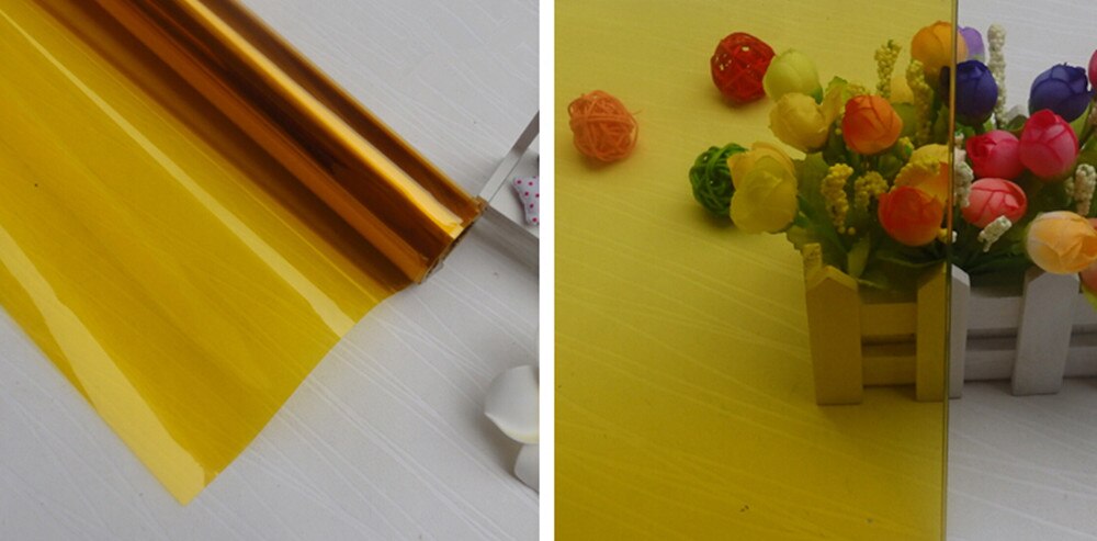 Gold Yellow Decoration Solar Tint Window Film Improve Privacy UV 99% Length: 1000cm(394") Party window Decor