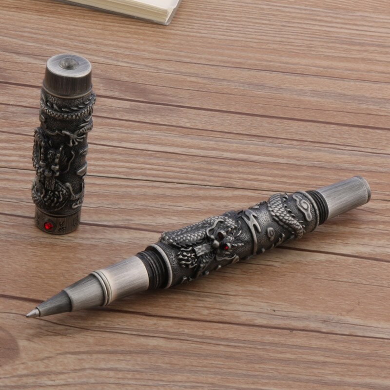 JINHAO Luxurious High end fine Commerce Relief gray Dragon Chinese ROLLERball PEN