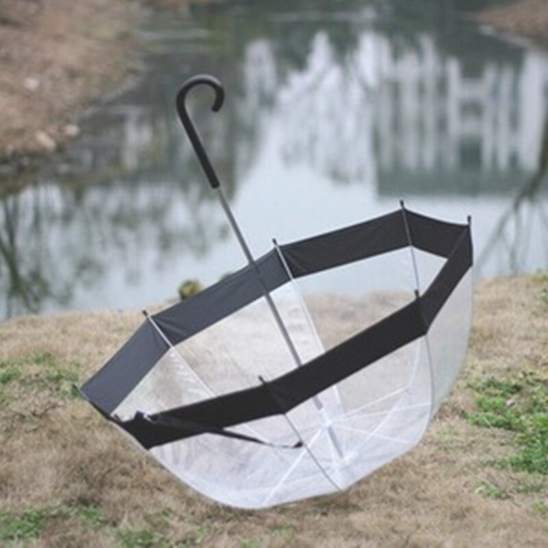 Transparente guarda-chuva criativo chuva ensolarado feminino meninas senhoras novidade itens alça longa guarda-chuvas à prova de chuva unbrellas