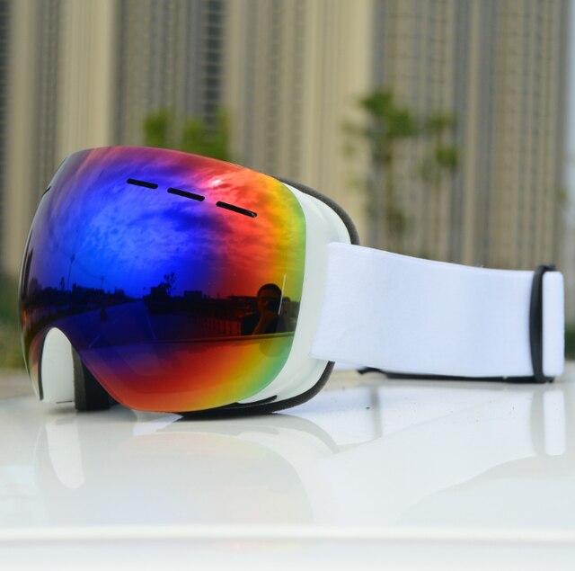 Winter Windproof Skiing Glasses Goggles Outdoor Sports Glasses Ski Goggles UV400 Snow blindness prevention Sunglasses: Greenlens Whiteframe