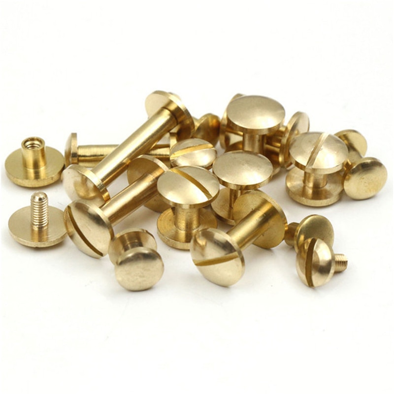 20Pcs plane/Arc Brass Screw Rivets DIY Luggage Leather Accessories Screw Stud Belt Nail Screw Buckle Album Binding Books spikes
