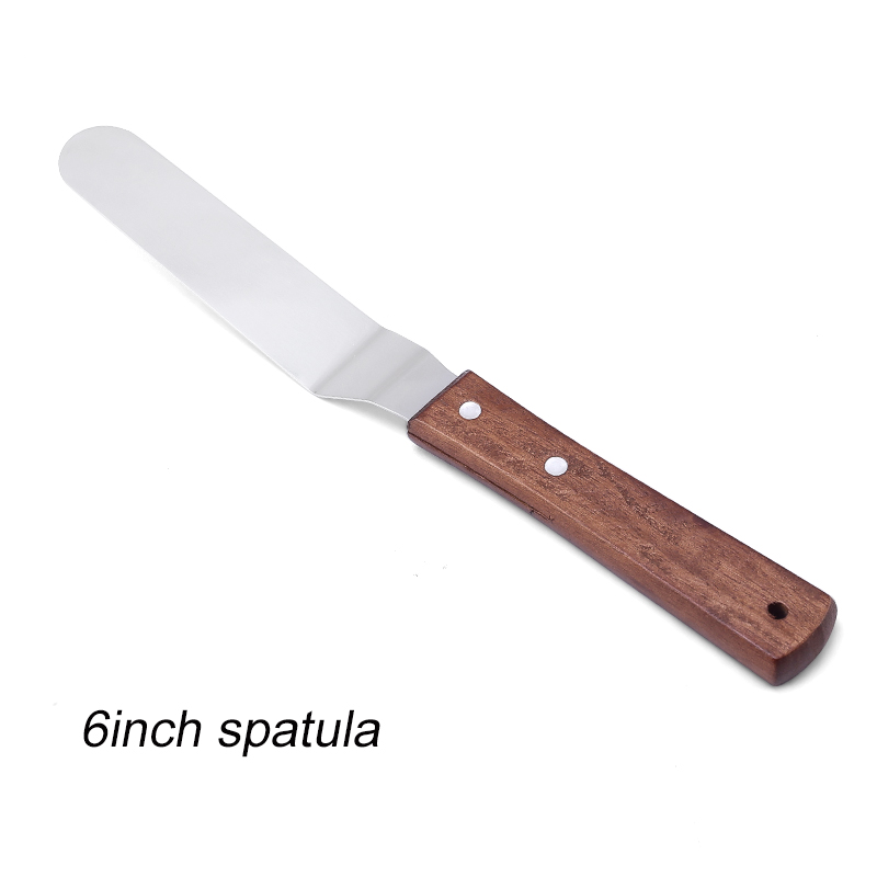 Fais Du 4 6 8 10 Inch Spatel Cake Decoreren Gereedschap Roestvrij Staal Met Houten Handvat Crèmemes Spatel Voor Cake Gladder Gladdere Glazuur: Black