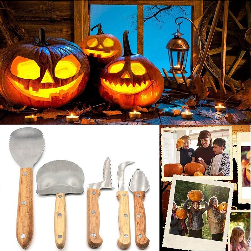5Pcs Pumpkin Carving Kit,Stainless Steel Carve Sculpt Tools Set for Halloween Cutting Sculpting Tools