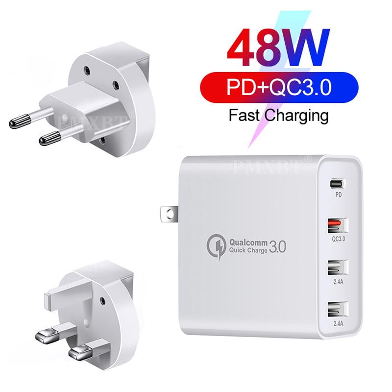 48W Schnell Ladegerät Typ C USB PD Ladegerät Für iPhone 11 Pro Max XS MacBook Handy Typ-C zu USB-C EU UNS UK Stecker Adapter Wand