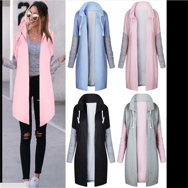 Hoody Lange Vesten Lente Bovenkleding Jassen Vrouwelijke Herfst Vrouwen Mode Kleding Patchwork Casual Lange Jas