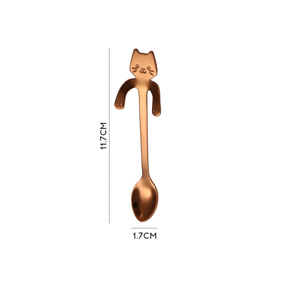 Coffee Spoon Mini 304 Stainless Steel Cartoon Cat Spoon Long Handle Flatware Coffee Drinking Tools Kitchen Gadget: 3