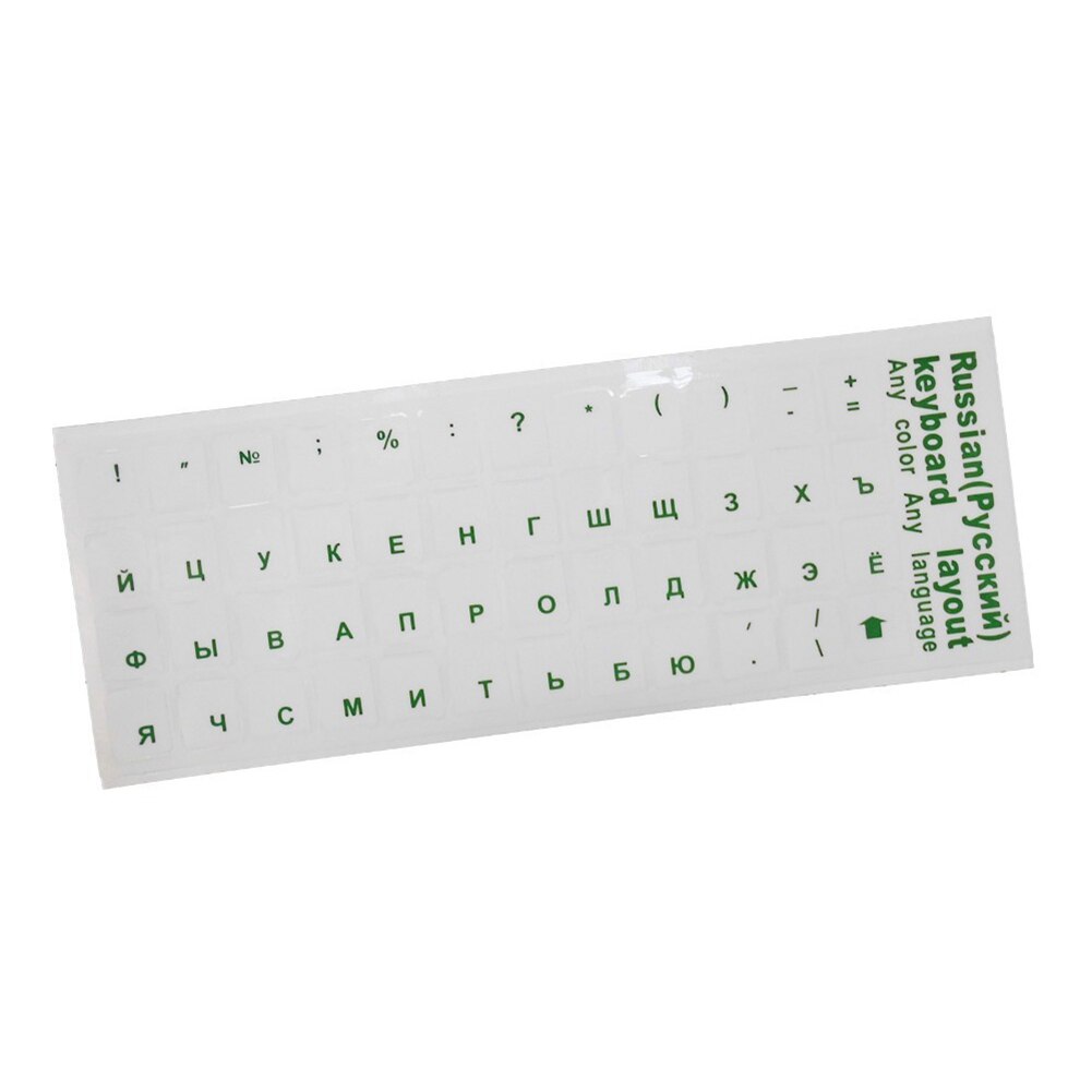 ussian Laptop Transparent Keyboard Sticker Russian Language Keyboard Letter Sticker Film with Light Color Keyboard: Green