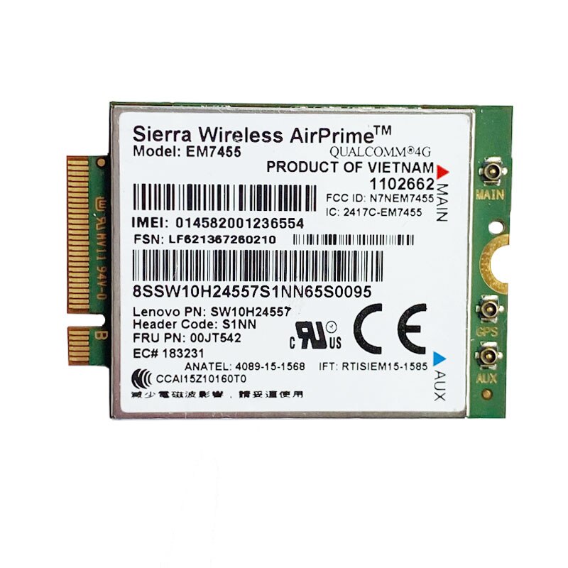 WDXUN EM7455 FRU 01AX756 LTE 3G 4G Tarjeta de Thinkpad X1 carbono 5th gen X270 T470 T470S T470P t570 L570 L470 P51 P71