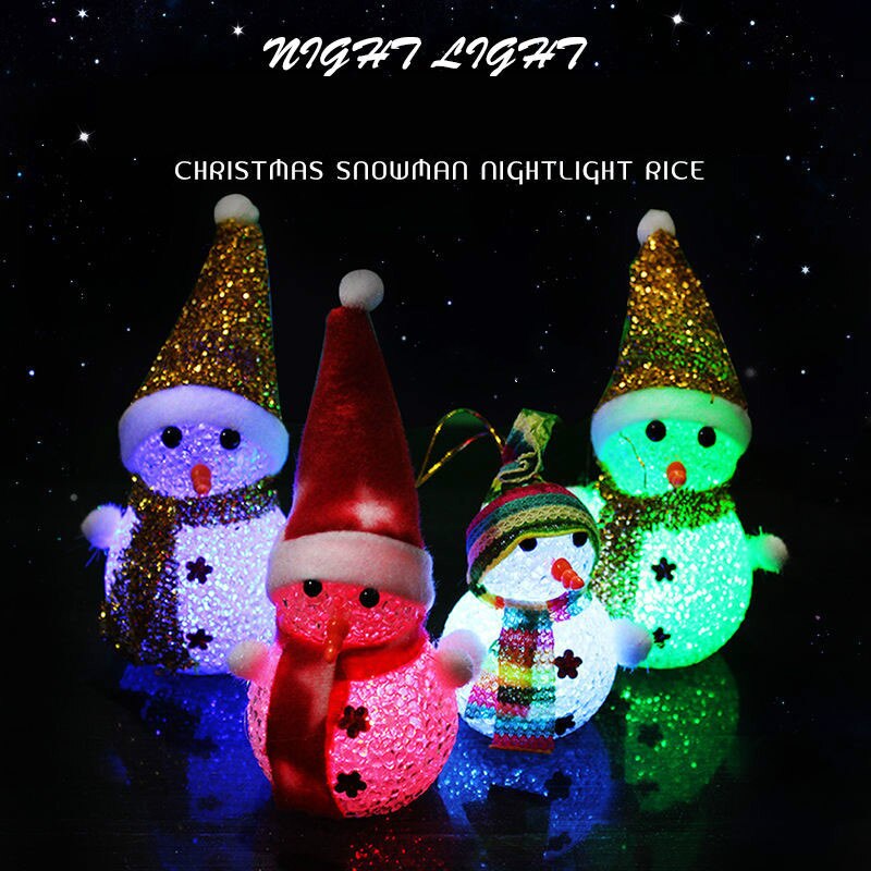 Beautiful Colorful Glow Christmas Snowman LED Lights Pretty Lovely Lamp Christmas Tree Ornaments