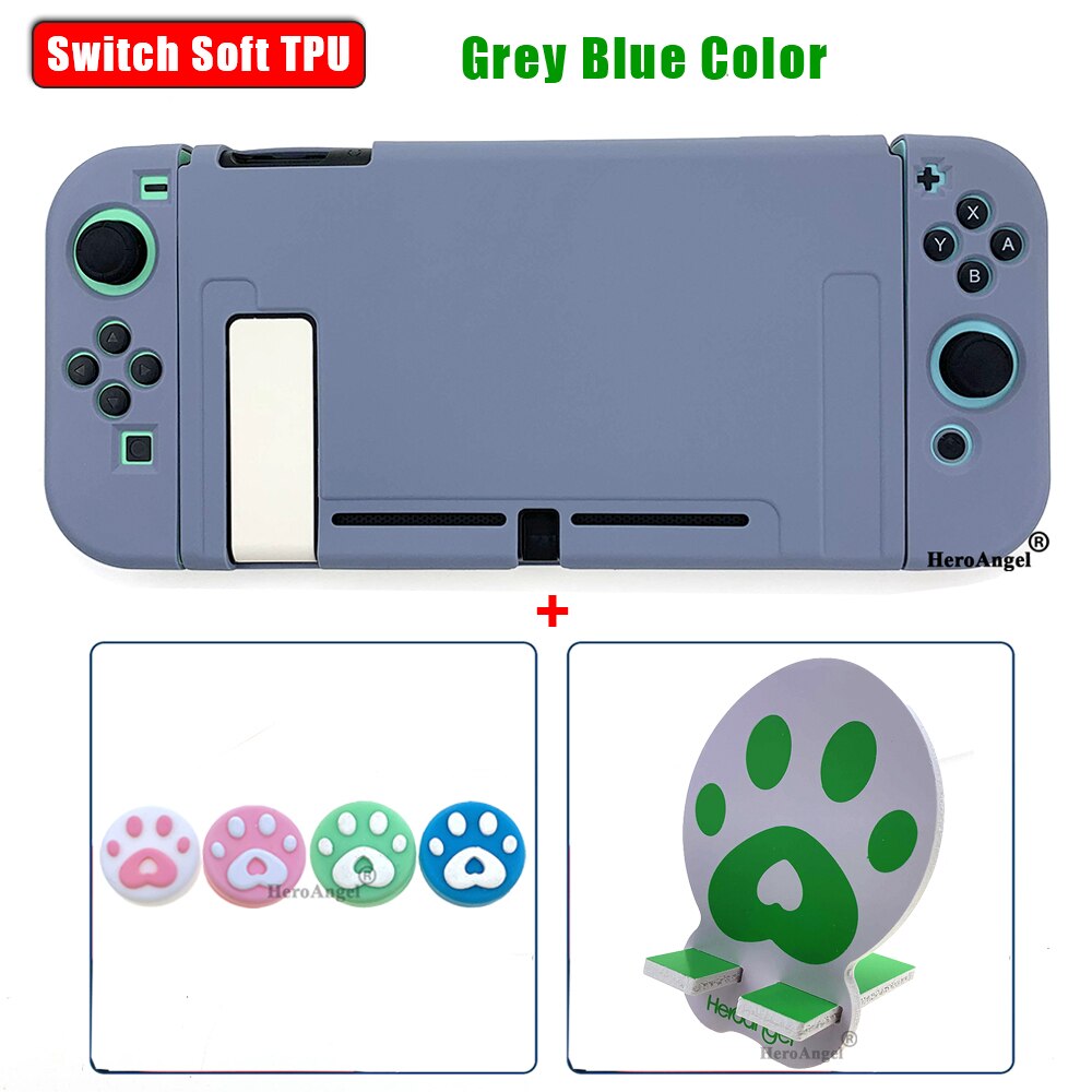 Newest NS Switch Pure Protective Cover Case Colorful Cute Soft TPU Cover Back Shell For Nintendos Switch NS Game Console Accesso: Grey Blue 3in1