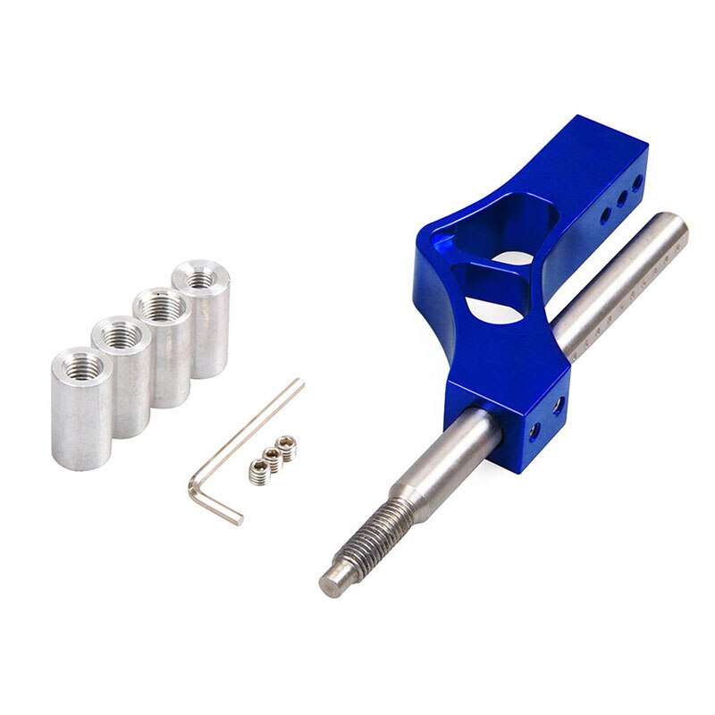 Aluminium verstelbare hoogte hendel auto versnellingspookknop verlenger pook verlengstuk enkele bocht auto pook verlengstuk: Blauw