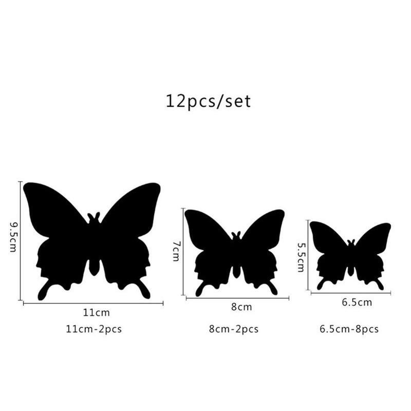 Espejo de mariposa 3D para decoración de la habitación de los niños, pegatina de pared, arte extraíble, decoración de boda, cristal, 12 unids/lote
