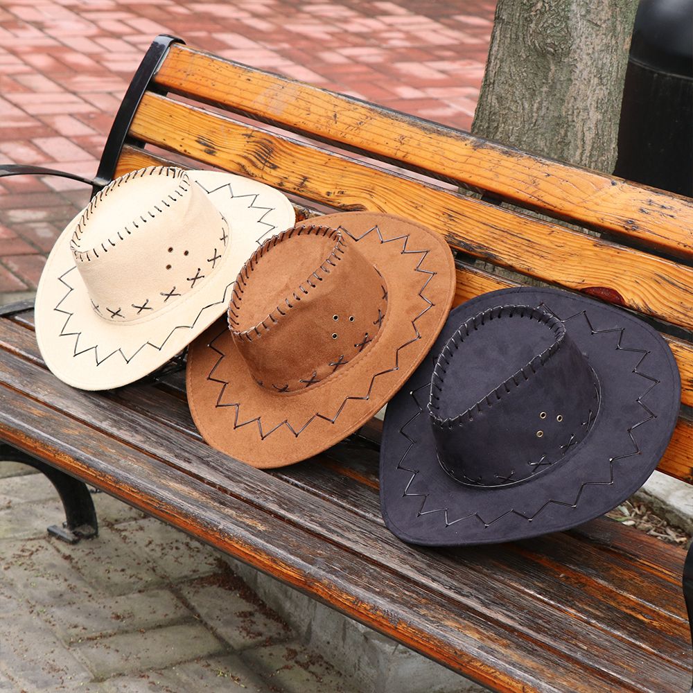 Sombrero de vaquero de gamuza occidental para hombre y mujer, gorros de vaquera a la , vestido de West, sombreros de , gorra Unisex