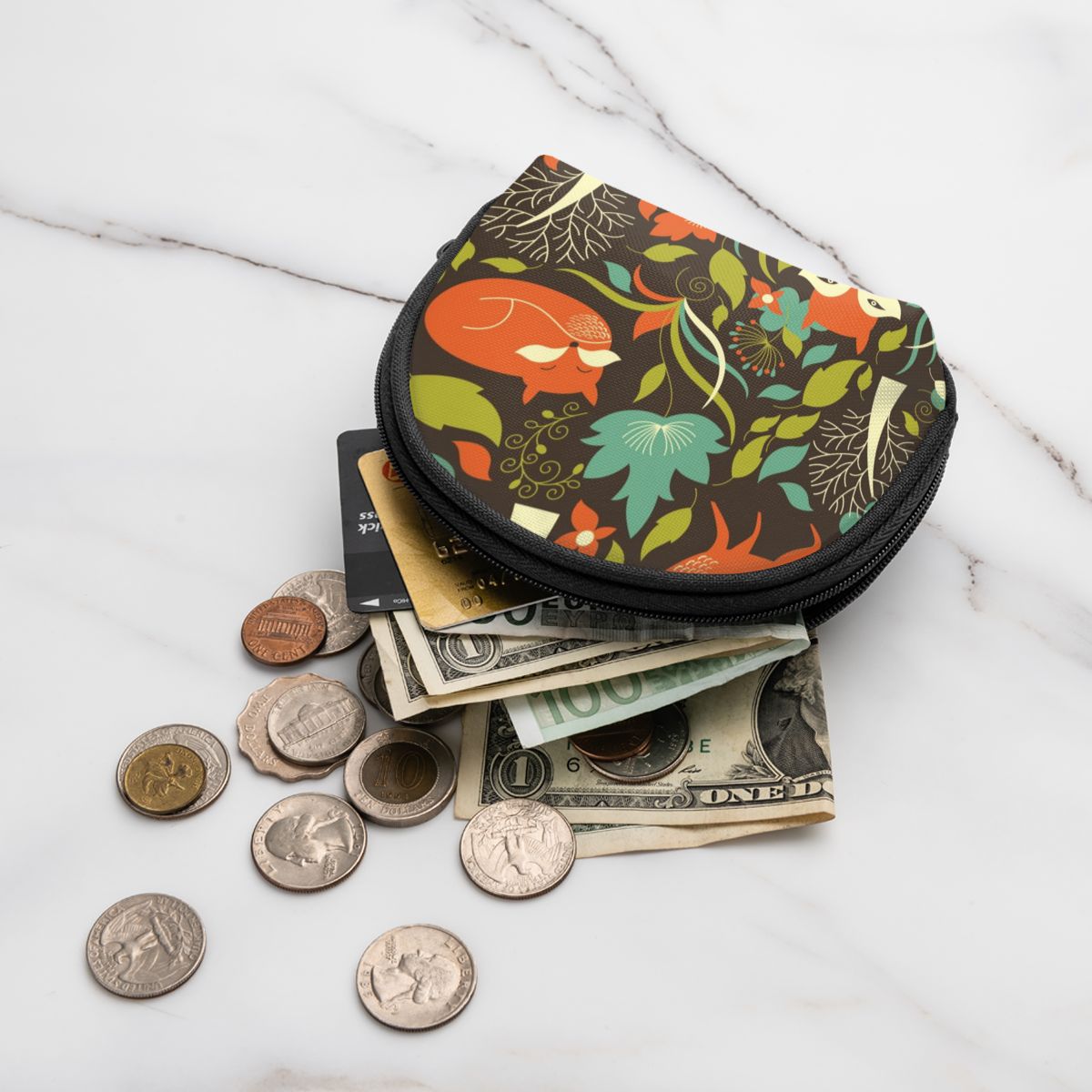 Kvinders pung kort kvinder pung pung punge til kvinde kortholder lille dame pung kvindelig jungle ræv søde planter