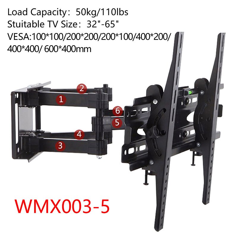 TV Wall Mount Swivel Tilt TV Bracket Monitor Holder TV Rack with Full Motion 10''-70'' TV Screen Load Up To 70kg VESA 600x400mm