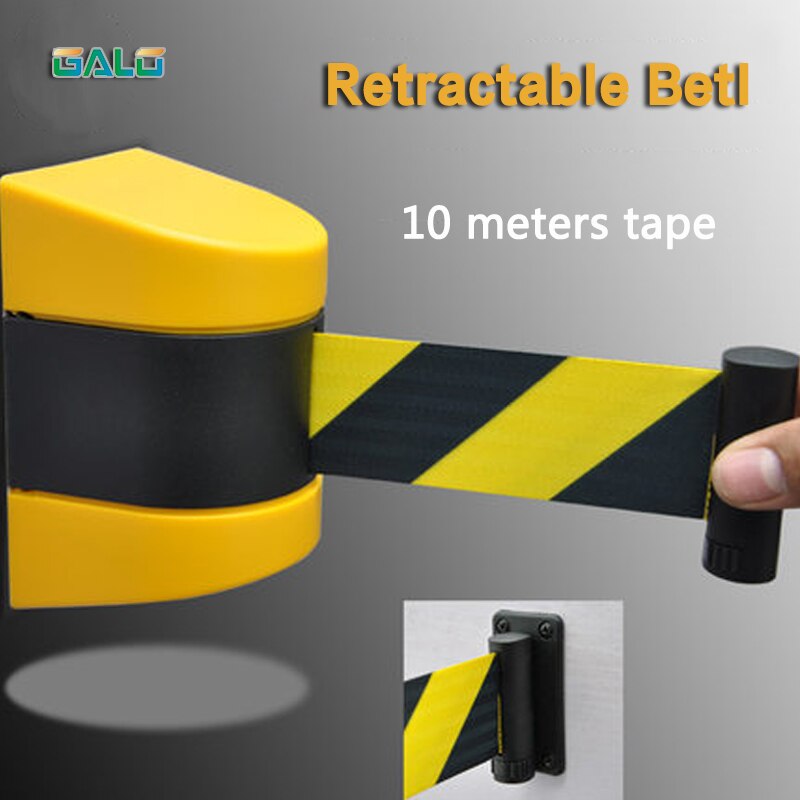 Plastic wall-mounted cordon isolation 3Meter belt retractable belt lined up black and yellow warning tape