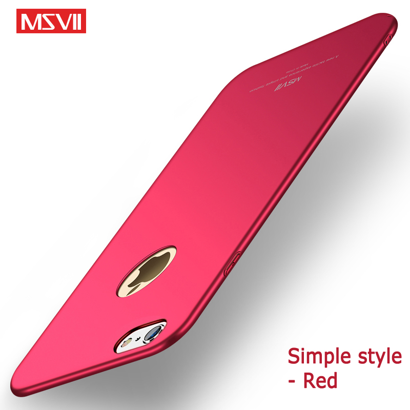 For Apple iPhone 6 6s Plus Case Cover MSVII Brand Silm Scrub Case for iPhone6 Plus Coque Ultra Thin PC Cover for iPhone 6S Case: For iPhone 6 / Simple red