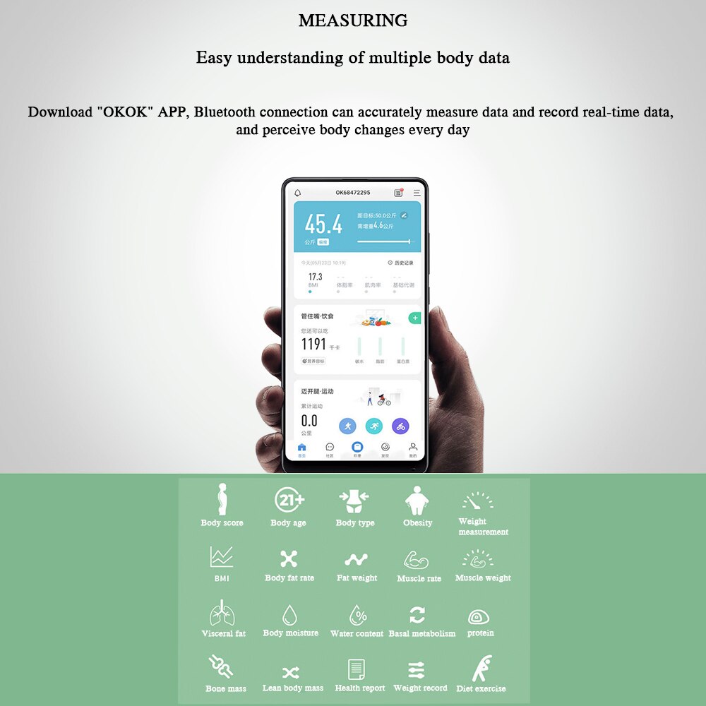 Weighing Scale 1PC Generic Smartphone App Home Floor With R35 Rounded Corners Durable Smart Bluetooth Bathroom Supplies Scales