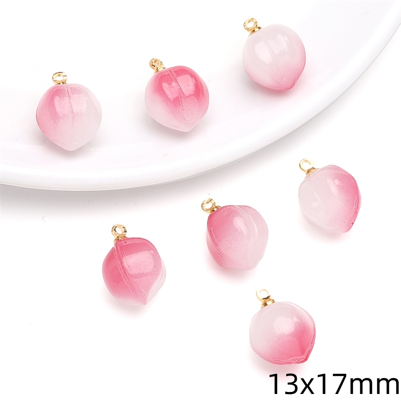 Abalorios de cristal de melocotón y fresa, colgante de fruta de imitación para pulseras Diy, llavero, collar, manualidades, materiales para hacer joyas, 2-5 uds.: Color amarillo dorado claro