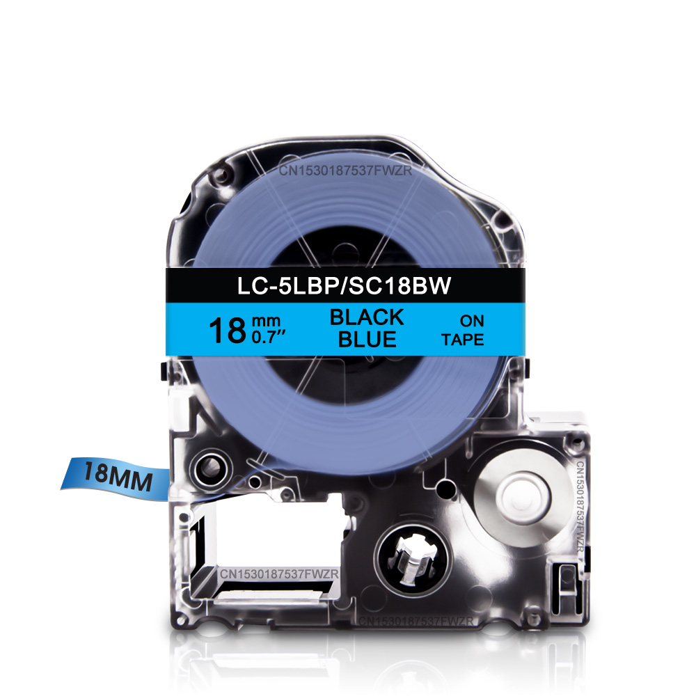 19 farben 18mm * 8m Etikett Band ST18KW SS18KW SC18YW SC18KZ SC18PW Etiketten Band für Epson König Jim tepra Profi Etikett Hersteller Drucker: Schwarz an Blau