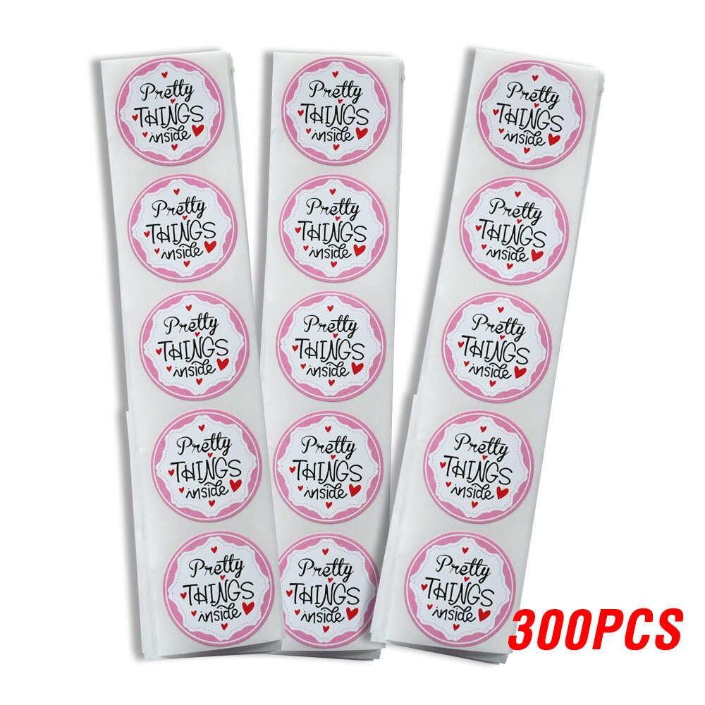 100-500pcs Round "Pretty Things Inside" Stickers Seal Labels Baby Shower Decor Baking Package Envelope Stationery Sticker: QY645-300pcs