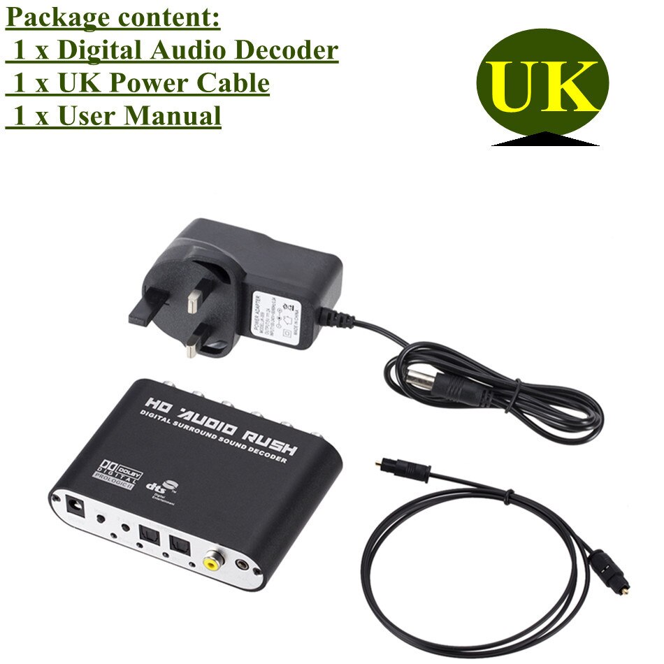 WVVMVV5.1 CH audio decoder SPDIF Coaxial to RCA DTS AC3 Optical digital Amplifier Analog Converte amplifier HD Audio Rush: UK plug