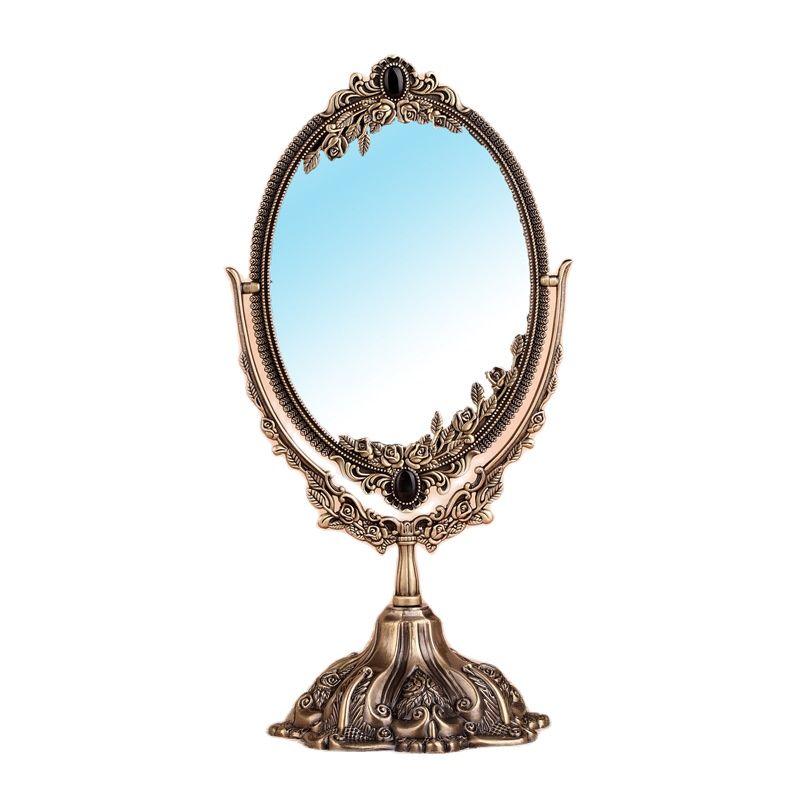 Specchio per trucco da tavolo Vintage doppio lato rotante europeo decorazioni per la casa principessa specchio cosmetico cornice Decor tavolo specchi da toeletta