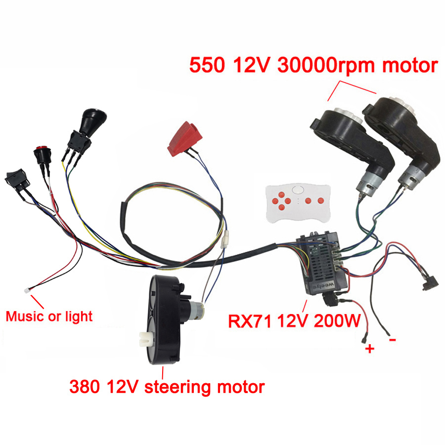 Coche eléctrico para niños, accesorios DIY, cables y caja de cambios, coche de juguete hecho a sí mismo, juego completo de piezas para coche eléctrico, paseo para niños: Morado