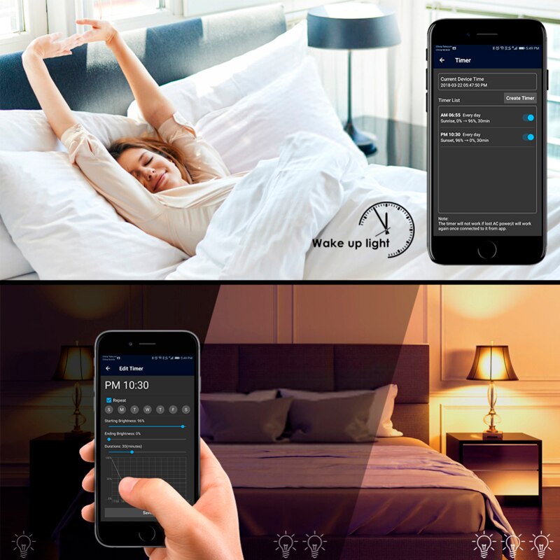 WiFi Smart Light Bulb 11W R95 Dimmable Multicolor Wake-Up Lights No Hub Required Compatible with Alexa and Google Assistant