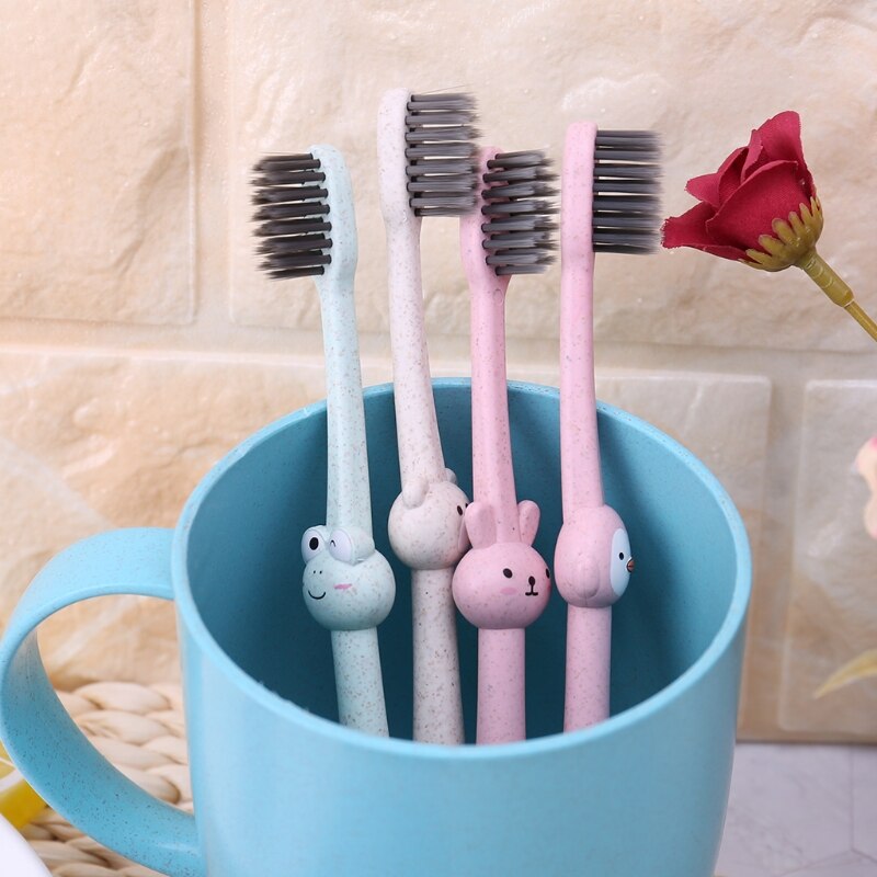 Baby Toothbrush Natural Wheat Straw Cartoon Toddler Kid Newborn Dental Oral Care