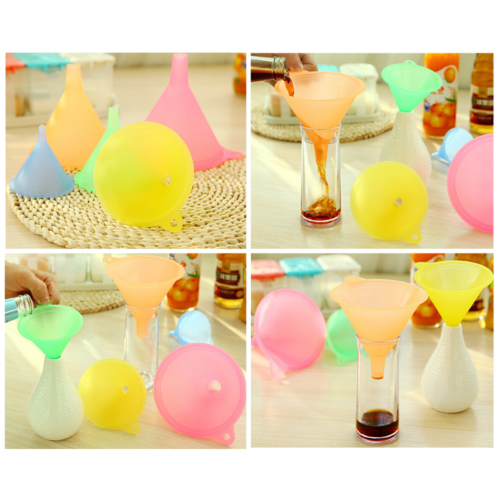 NICEYARD 5pcs/set Bar Wine Flask Funnels Food-grade Material Pinkycolor Translucent Kitchen Mini Funnel